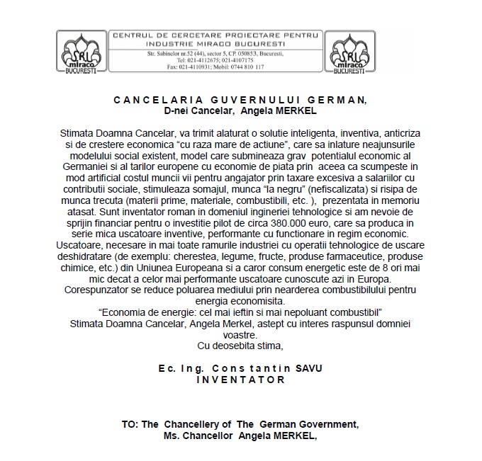 Scrisoare cancelaria Germaniei